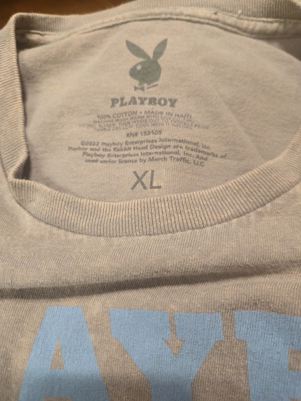 Playboy Mens Gray Graphic Tee with Bunny Logo - Picture 3 of 3
